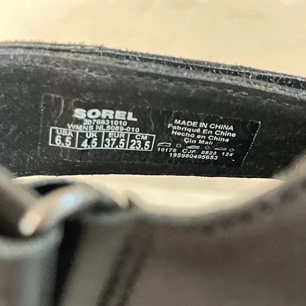NEW Sorel Joanie IV Black Platform Wedge Sandals